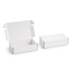 A white cardboard box with a locking lid, measuring 290 x 175 x 60mm, displayed open and closed.