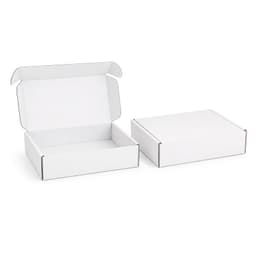 A white custom box with a locking lid, featuring one open and one closed box.