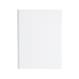 A plain white notebook with a smooth cover, featuring rounded edges and no visible branding.