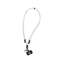 A phone lanyard designed for carrying devices, featuring an adjustable strap and a clip for secure attachment.