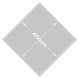A diamond-shaped badge measuring 40mm x 40mm, featuring a plain design with a grey background.