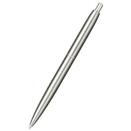 A recycled stainless steel ballpoint pen with a sleek silver finish and a simple, elegant design.