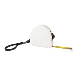 A white 3m locking tape measure with a black strap and a yellow measuring tape protruding from the casing.