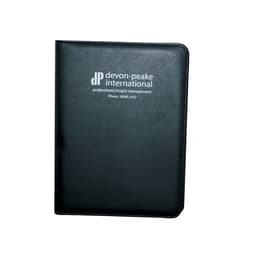 A black A4 pad cover featuring a logo, designed for office and business use.