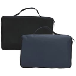 A set of two picnic rugs in black and dark navy, featuring waterproof backing and carrying handles.