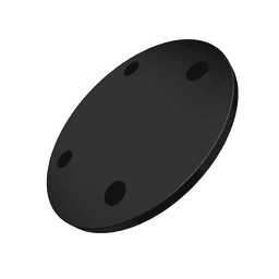 A black QI wireless charger with a sleek, circular design and four non-slip pads on the underside.