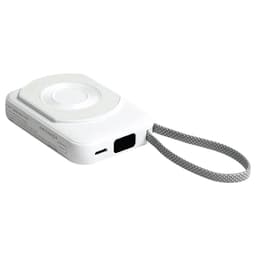 A white Orbit Magnetic Power Bank with a grey strap, featuring a magnetic surface and USB port.