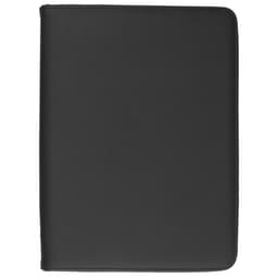 A black imitation leather compendium with a sleek, smooth finish and a subtle logo.