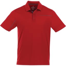 A red Wilcox short sleeve polo shirt for men with a logo and contrasting details.