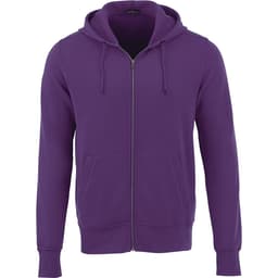 A purple fleece zip hoodie for men with a front zipper and pockets, featuring a hood.