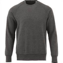 A men's crew jumper in dark grey fleece, featuring a simple design and ribbed cuffs. It has a logo.