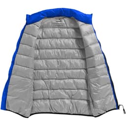 An insulated vest in vibrant blue with a grey interior, featuring a zip closure and no visible branding.