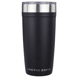A drink bottle with a matte black finish and stainless steel lid, featuring a branding logo on the front.