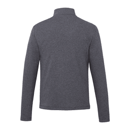 A grey quarter zip jacket for men, featuring long sleeves and a collar. Includes a logo on the fabric.