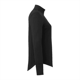 A black quarter zip jacket for women with a slender fit, featuring long sleeves and a stand collar.