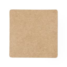 A square, natural brown cardboard coaster with rounded edges and a textured surface.