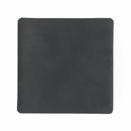 A black square coaster with a smooth surface. It features a minimalist design without any branding.
