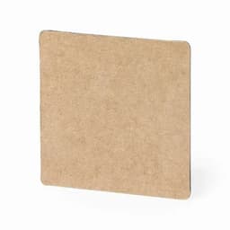 A square, uncoated brown cardboard piece with rounded corners. It has a plain surface without any markings.