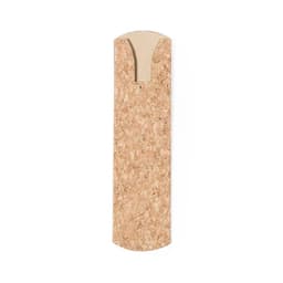 A drink bottle made of cork and featuring a smooth, rounded top with a minimalist design.
