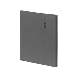 A grey presentation folder with a textured finish and a small logo on the spine.