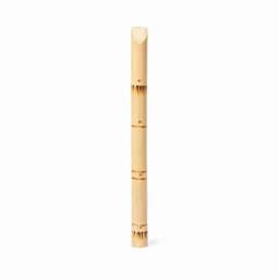 A bamboo drink bottle with a natural finish and a sleek, minimalist design. It features a simple, elegant shape.