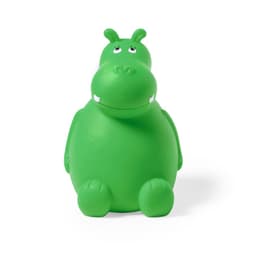 A green hippo-shaped drink bottle with a smiling face, featuring rounded body and stubby limbs.