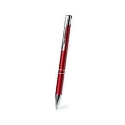 A red metal pen with a silver clip and accents, featuring a sleek design and a shiny finish.