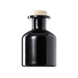 A drink bottle in a sleek black finish with a cream-coloured cap and a round neck. The bottle has a logo.