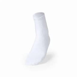 A white ankle sock with a smooth texture, standing upright on a plain background.