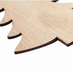 A wooden cutout in a leaf shape, featuring a light wood finish with smooth edges.