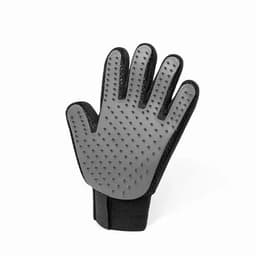 A glove featuring a grey textured palm and a black fabric strap for secure fastening.
