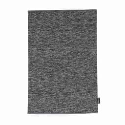A promotional product featuring a grey, textured towel with a small logo tag on one side.