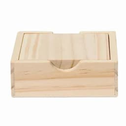 A wooden box with a smooth, natural finish and a front cut-out for easy opening.