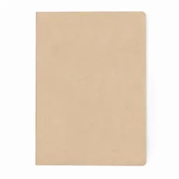 A plain beige notebook with a smooth cover and no visible branding or text.