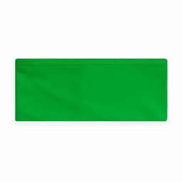 A green promotional product with a smooth surface and a secure closure. It features a logo on the front.