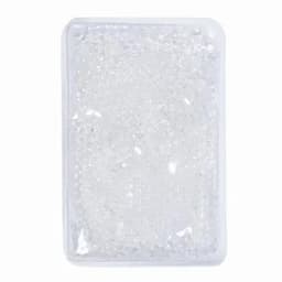 A gel pack in a clear pouch, filled with transparent beads, designed for thermal insulation.