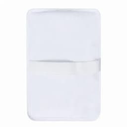 A clear drink bottle with a white band around the centre and a smooth, minimalist design.