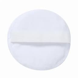 A circular white drink bottle with a textured grip band. The product features a simple design and sturdy construction.