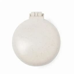A drink bottle in a rounded shape, featuring a light beige colour and a simple flip-top lid.