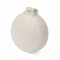 A round, beige product with a clasp, featuring a simple design and no visible branding.