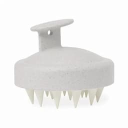 A grey scalp massager with pointed bristles and a handle, designed for relaxation and stimulation.