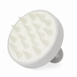 A round grey and white product with spikes, featuring a smooth base and a textured top. It has a brand logo.