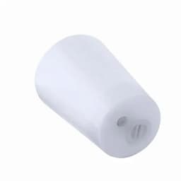 A drink bottle in a sleek white design with a logo at the top and a simple cylindrical shape.