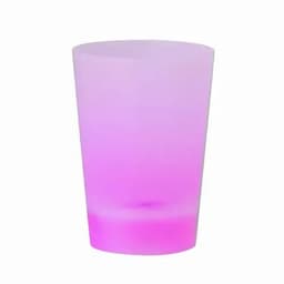 A drink bottle features a pink gradient design, transitioning from light to dark pink, with a logo on the side.
