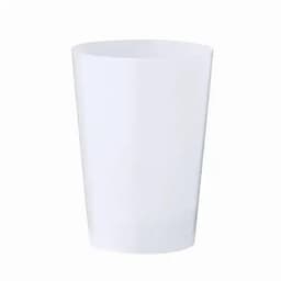 A white drink bottle with a smooth surface and a simple design, featuring a logo on the front.