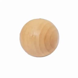 A wooden ball with a smooth, natural finish and light beige colour. Round shape with subtle grooves.