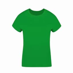 A green t-shirt with a classic crew neckline and short sleeves, featuring a plain design.