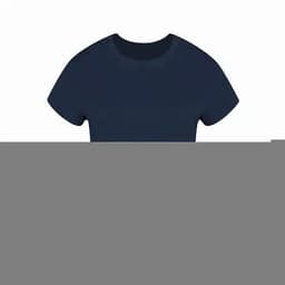 A navy blue T-shirt featuring short sleeves and a round neckline, displayed against a plain background.