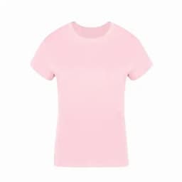 A pink T-shirt with a classic crew neckline and short sleeves. It features no visible designs or logos.