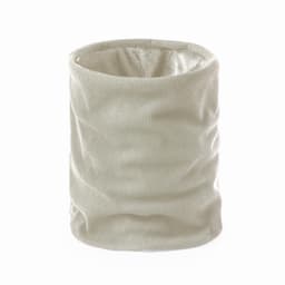 A fabric snood in a light beige colour, featuring a ribbed texture. It has a simple, unembellished design.